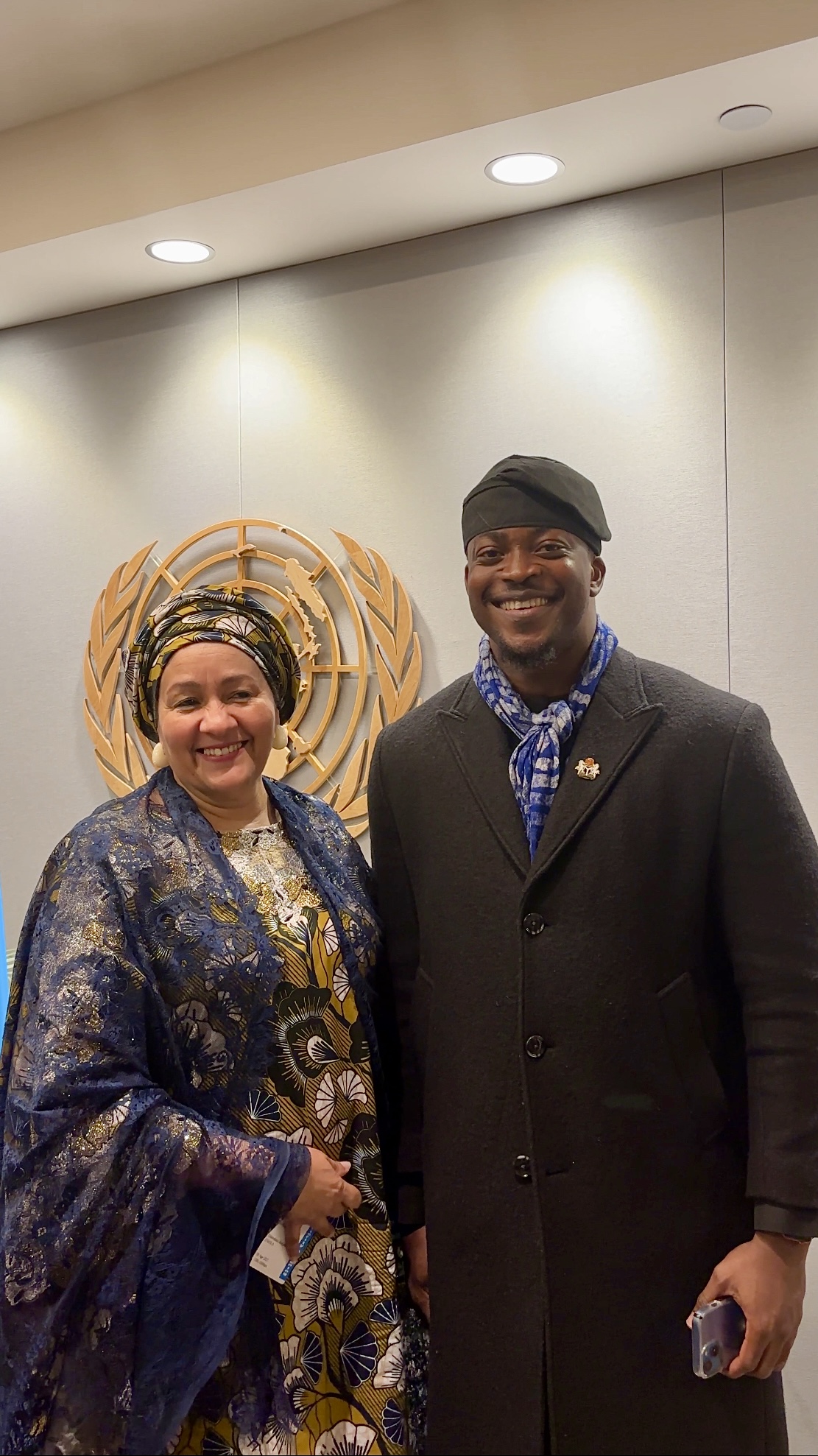Toluwalase Eniola with a partner at a United Nations engagement